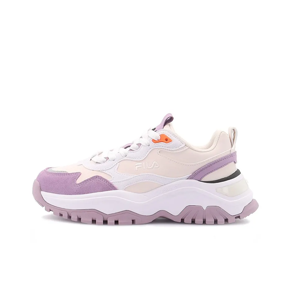 FILA Fashion Sneakers Transpose Cushioning Anti Slip And Wear Resistant Low Top Chunky Sneakers Women's Beige Purple