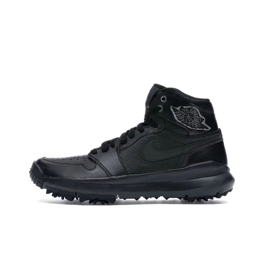 Jordan Air Jordan 1 Retro 'GOLF Triple Black' Амортизация Высокие Кеды для гольфа Мужские Черные