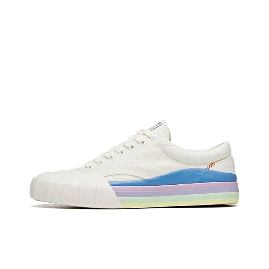 Anta Life Collection Anti-Slip Wear-Resistant Low-Top Canvas Shoes Women's White Blue Purple