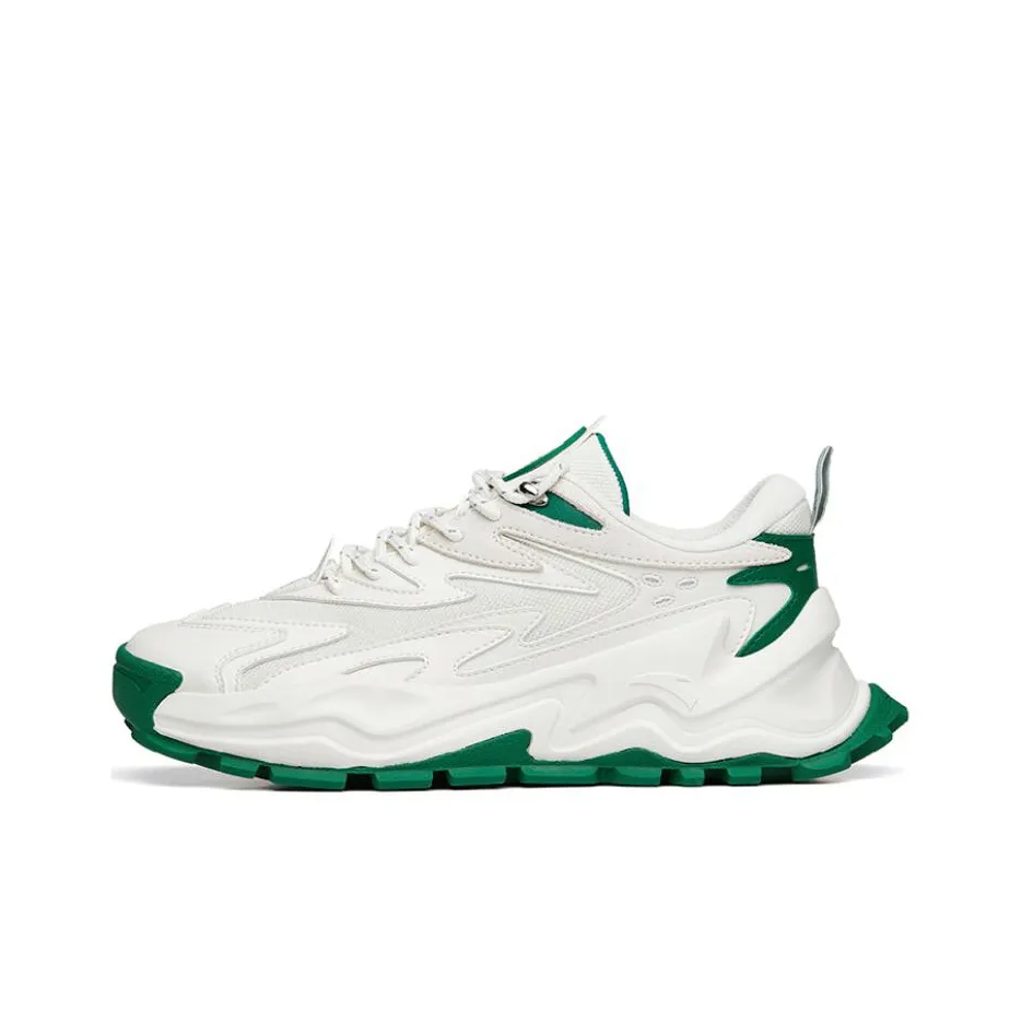 ANTA Амортизаторы Устойчивый к истиранию Низкий Топ Толстая подошва Кроссовки Мужские Белые Зеленые