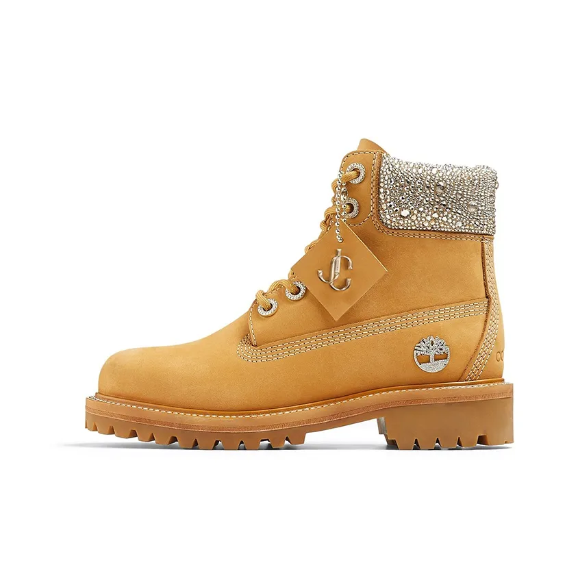 Timberland X Jimmy Choo 6 Inch Crystal Boots 'Wheat Nubuck With Crystals' Women's