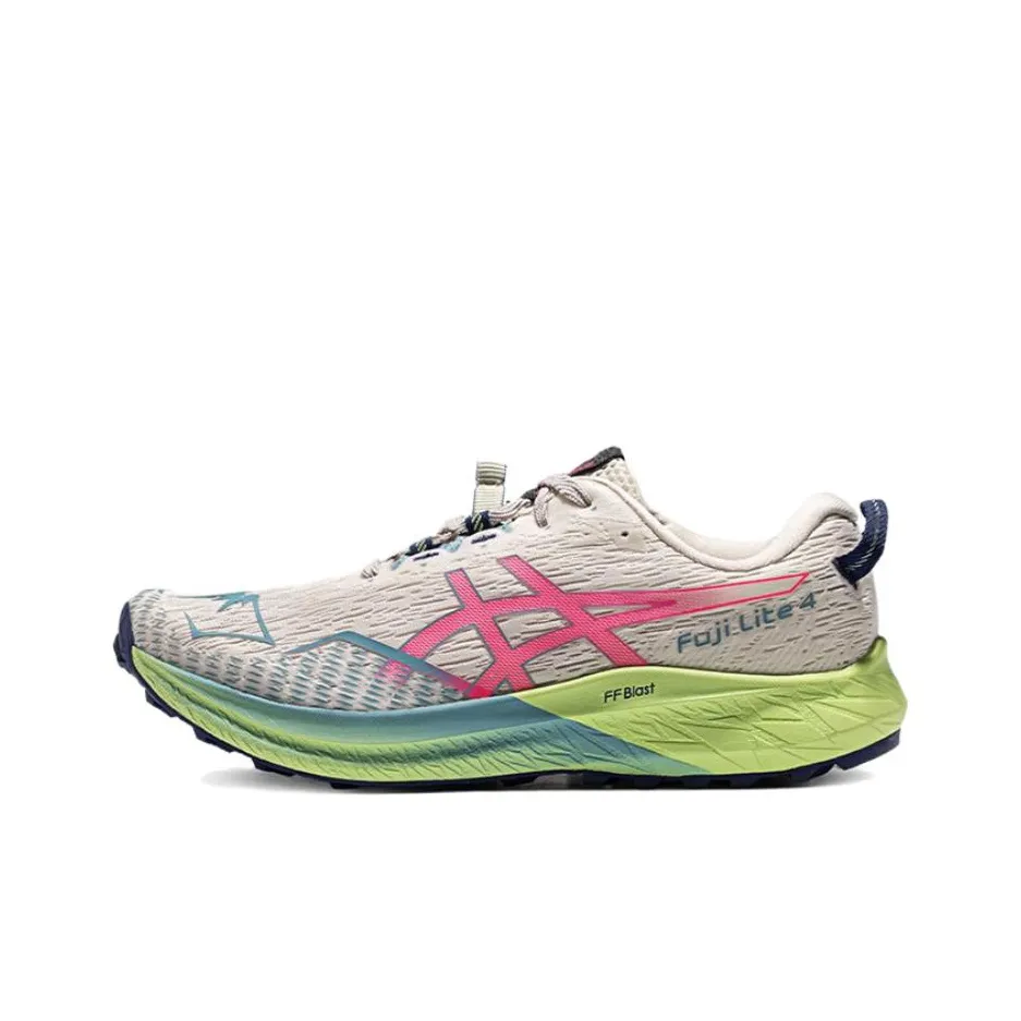 Asics Fuji Lite 4 Low Топ Беговые кроссовки Женские Белые Розовые