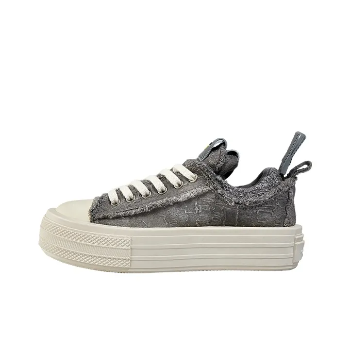 FORESHADOW Double Uni 2.0 Slip Resistant Low Top Canvas Shoes Unisex Tie Dye Gray