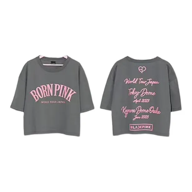 Черно-розовый логотип T-рубашка серого цвета мерч по IP