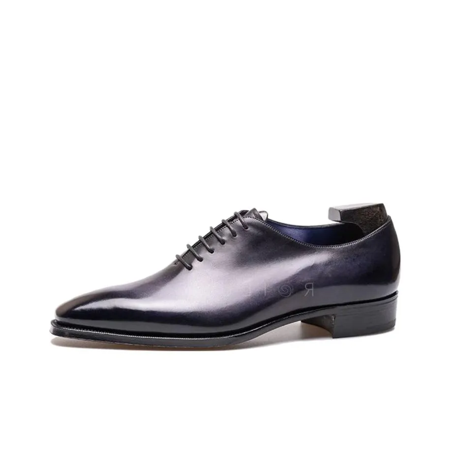 GAZIANO GIRLING Edwardian Black Patina Dress Shoes Men's Marine Blue