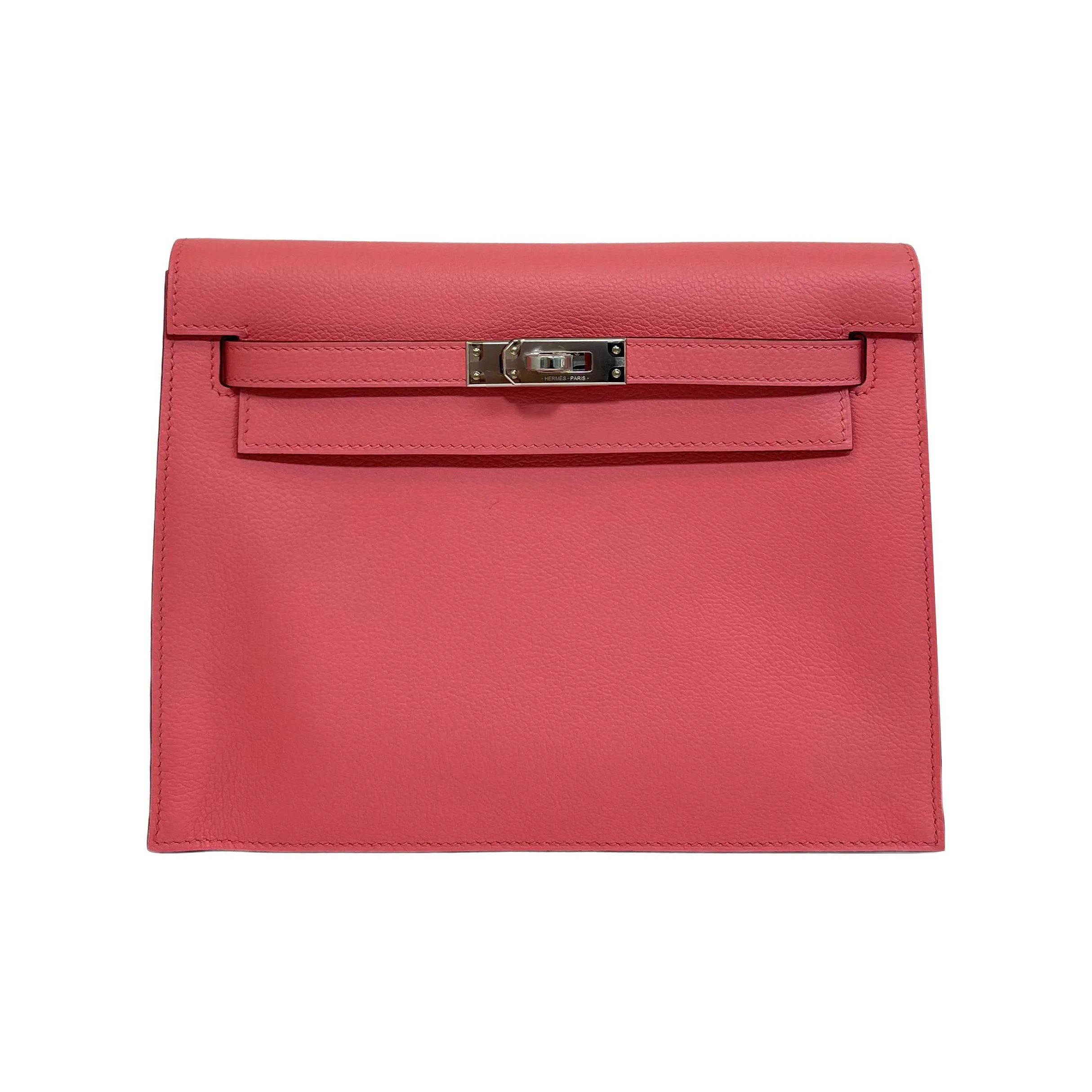 HERMES Kelly Danse Evercolor Leather One Shoulder Crossbody Clutch Regular Women's Summer Pink & Titan Green