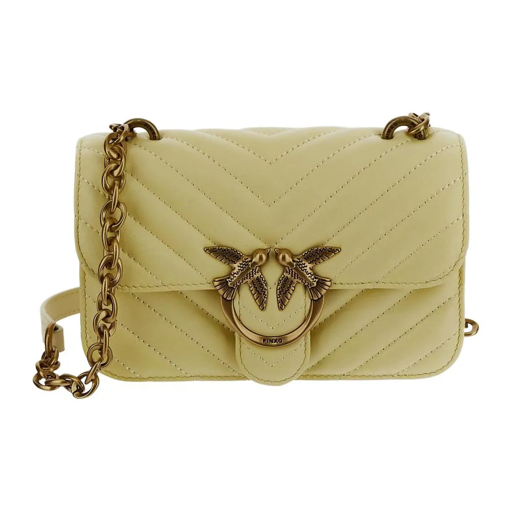 PINKO Leather Shoulder Bag Crossbody Bag Mini Women's Yellow