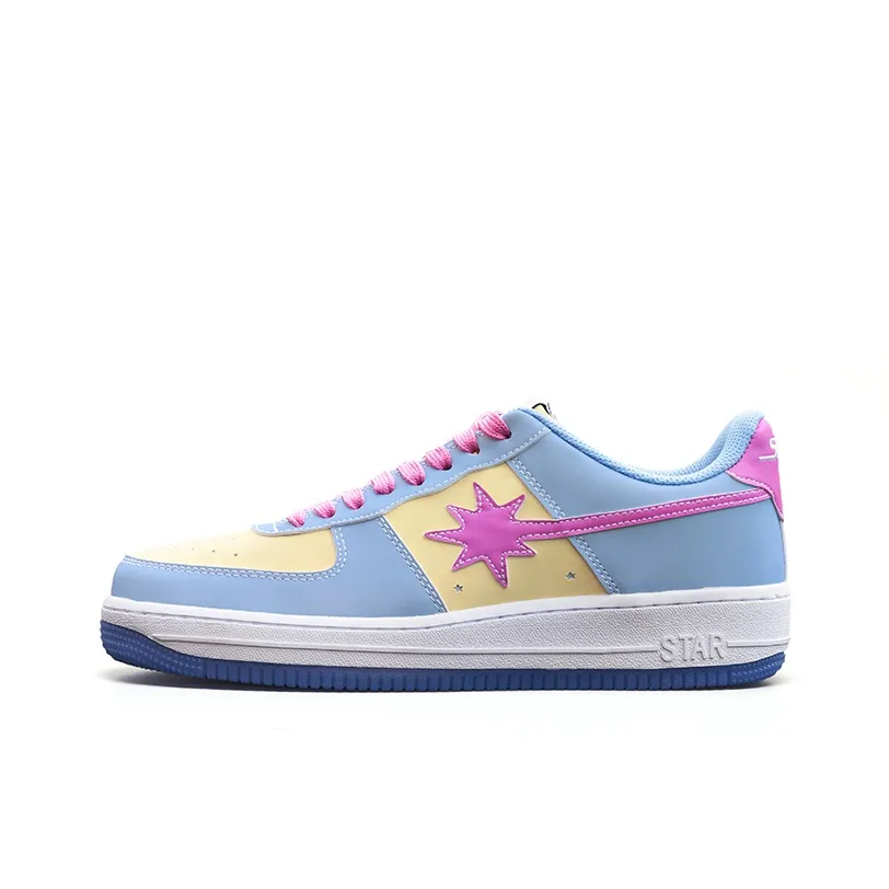 Starwalk Soldier Low Top Skateboard Shoes Unisex Sunlight Gradient Color Changing Cherry Blossom Blue