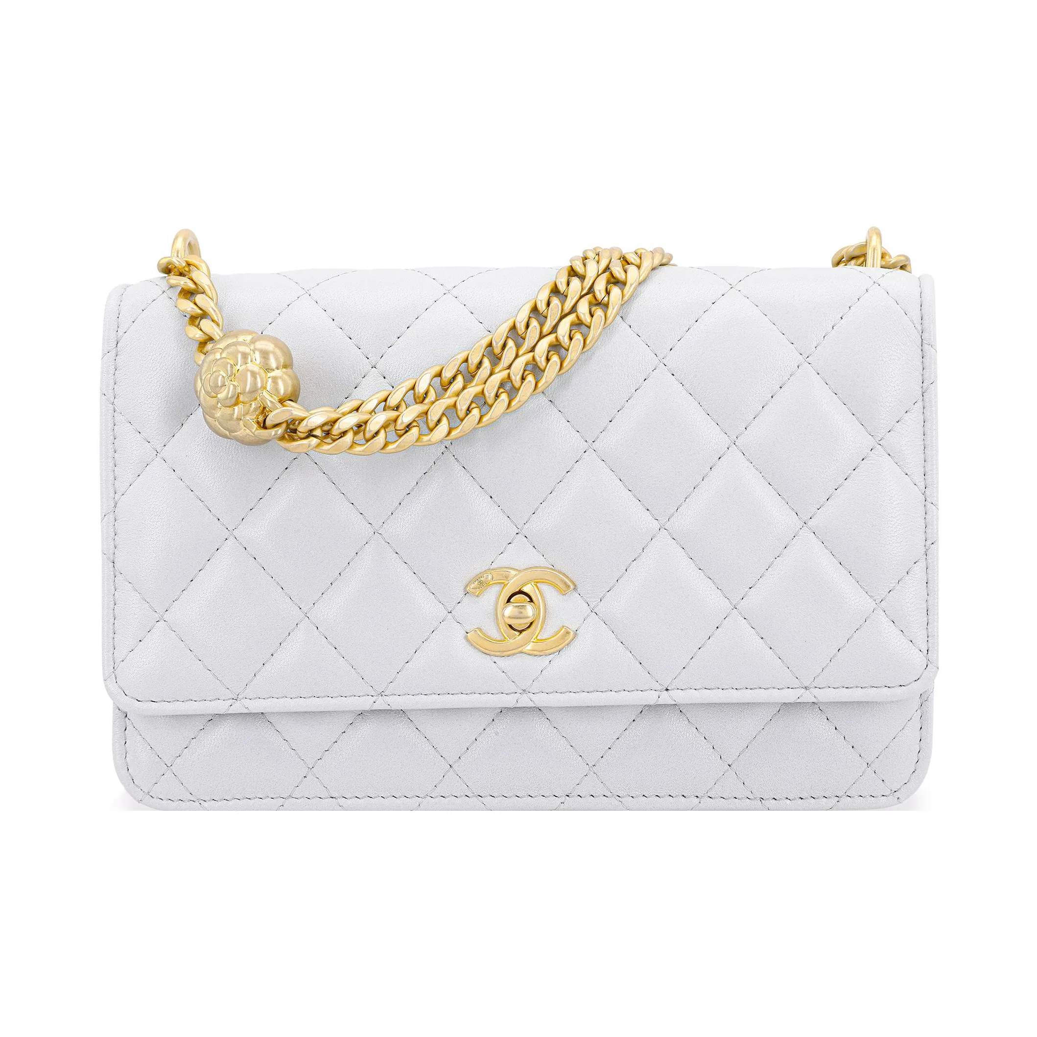 CHANEL Classic Flap CF Diamond Pattern Lambskin Flap Bag, Shoulder Bag, Crossbody Bag Women's White