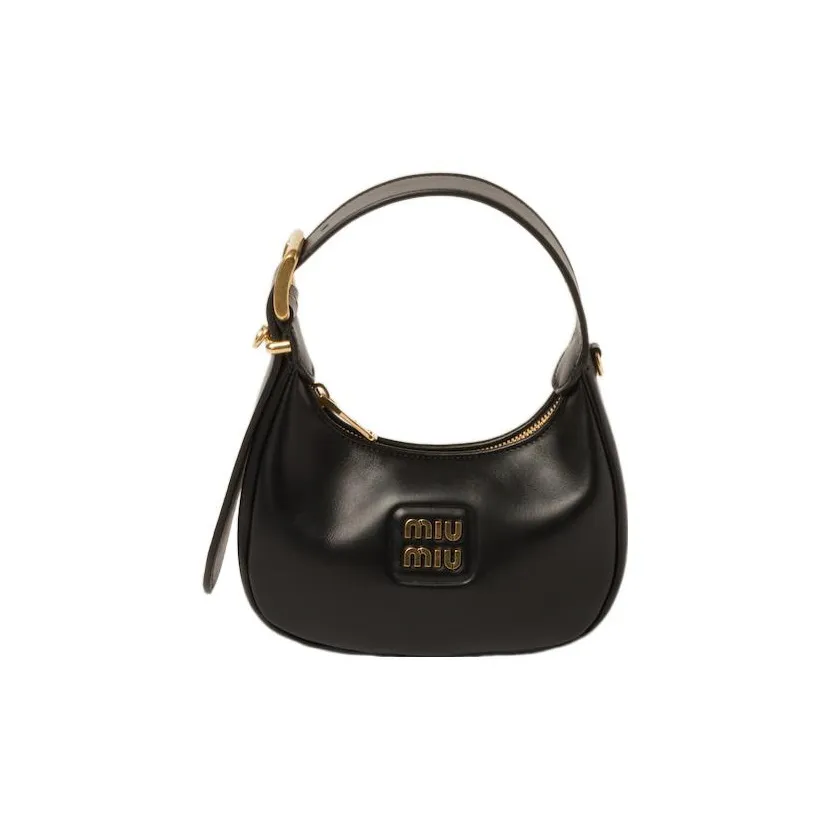 MIU MIU Leather Hobo Bag, Handbag Women's Black