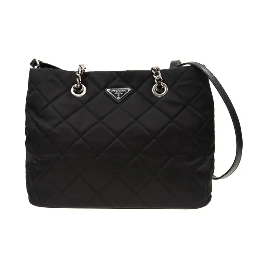 PRADA Nylon Tote Bag, Shopping Bag, Hobo Bag, Parachute Bag, Crossbody Bag, Shoulder Bag Women's Black