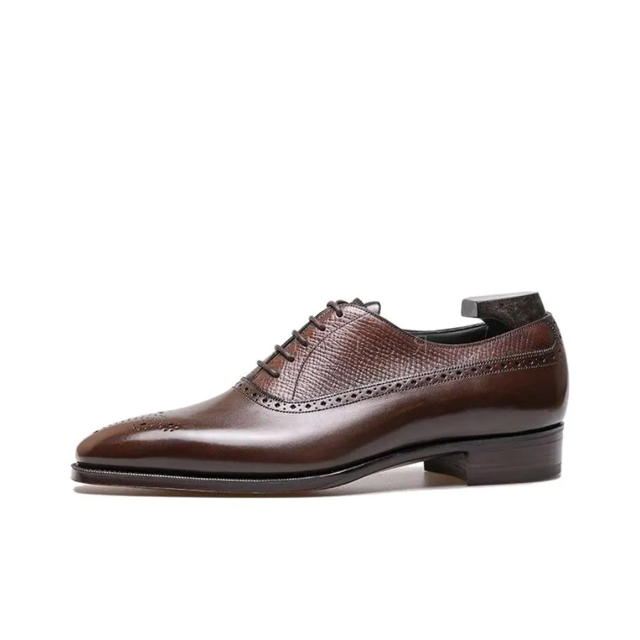 GAZIANO GIRLING Espresso Calf/Oak Hatch Grain Dress Shoes Men's Brown