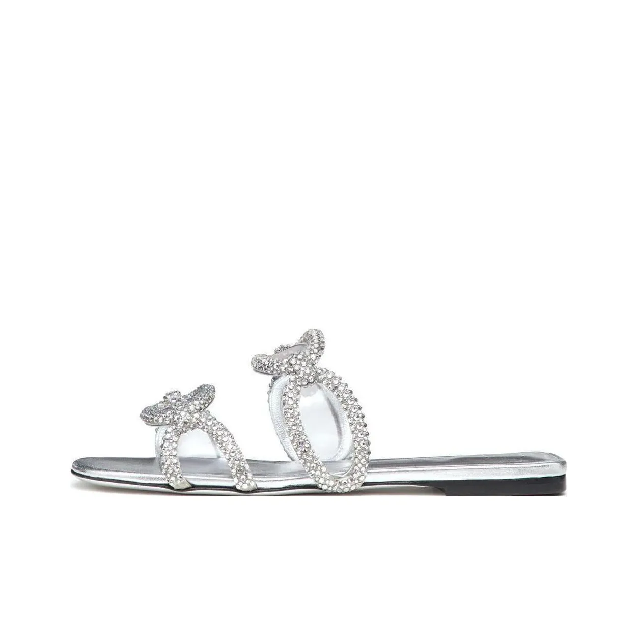 Valentino Chain Embellished Slip On Sandals Silver Women's
