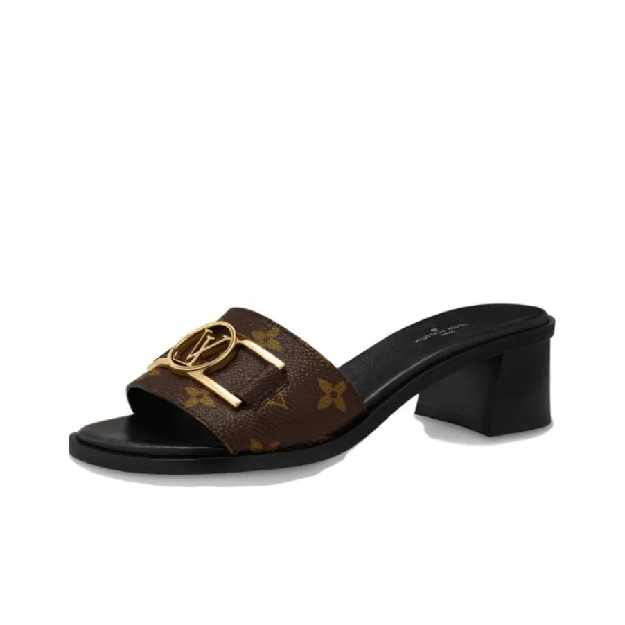 LOUIS VUITTON Lock It Slide Slippers Women's Brown