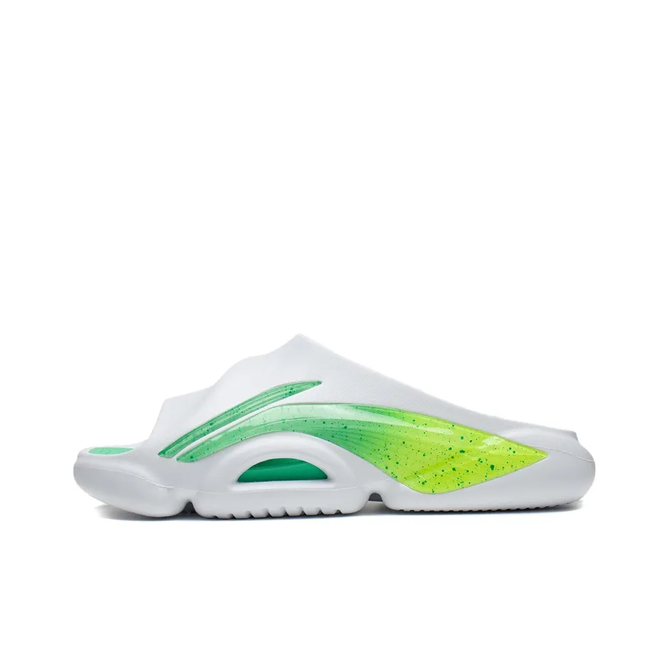 LiNing Speed 8 Quiet Slip Resistant Abrasion Resistant Slide Slippers Men's White Green