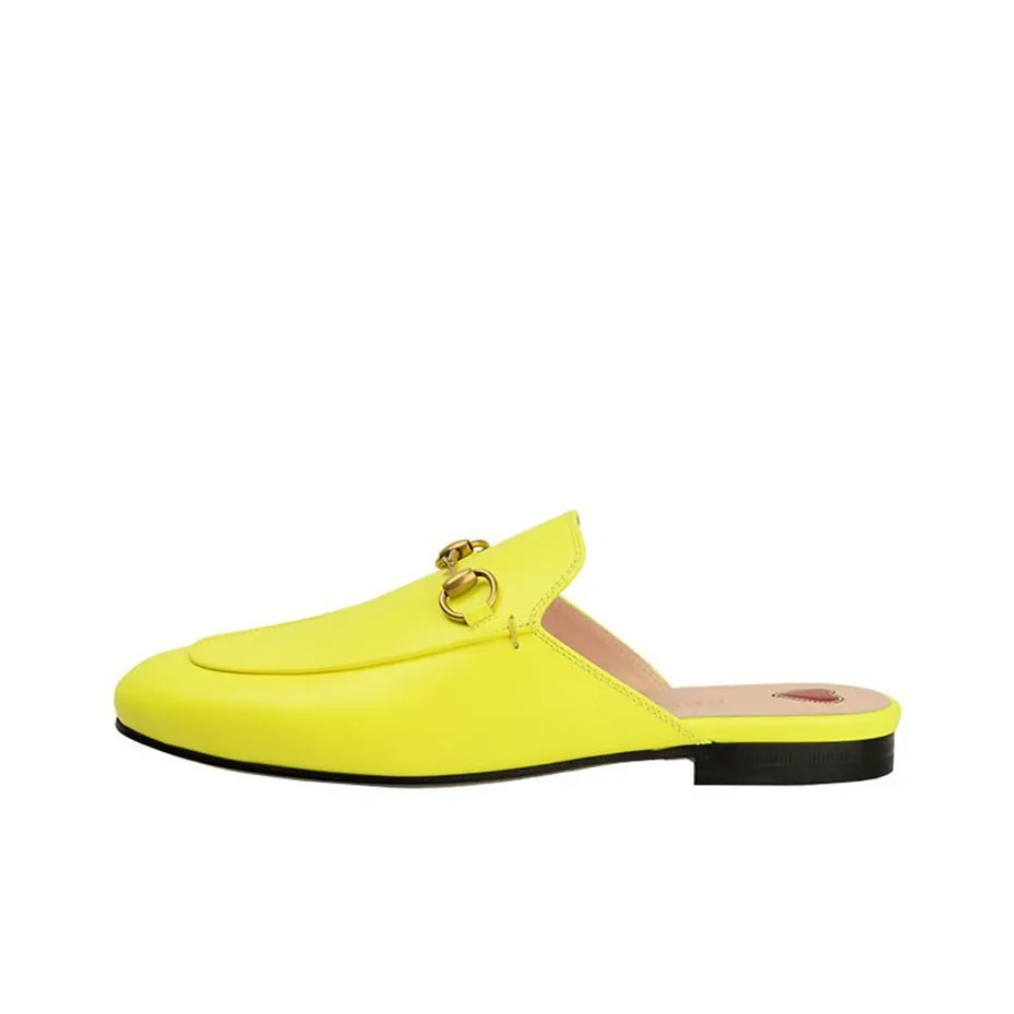 GUCCI Closed Toe Slippers Women's Neon Yellow