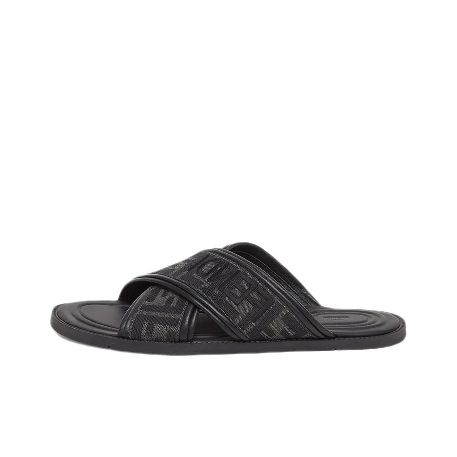 FENDI Ff Logo Detail Crossed Slides