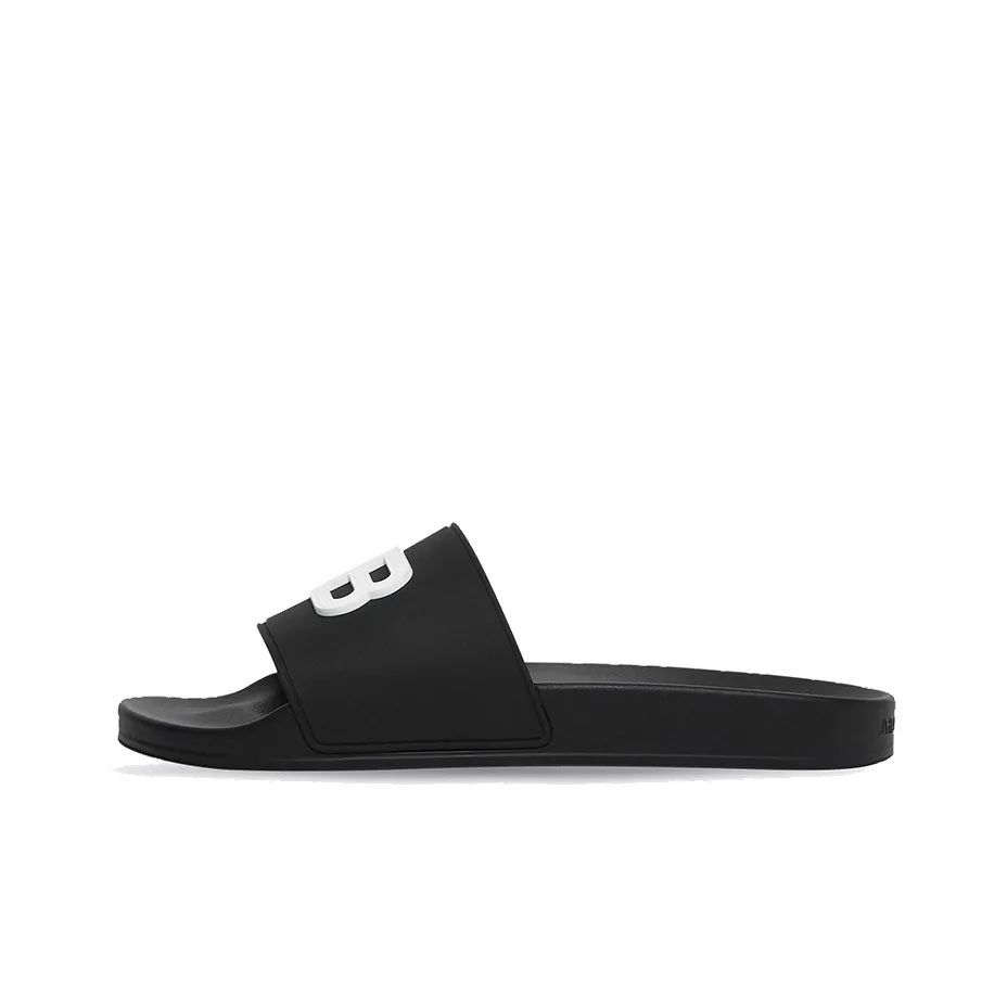 Balenciaga Pool Slides 3D Bb Logo White Black