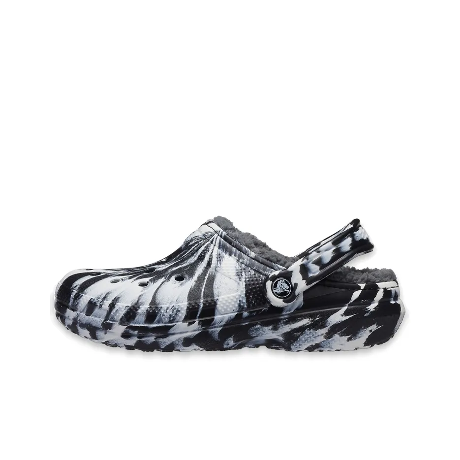 Crocs Classic Lined Clog Outdoor Sandals 
Marbled White Black
 Women
s
