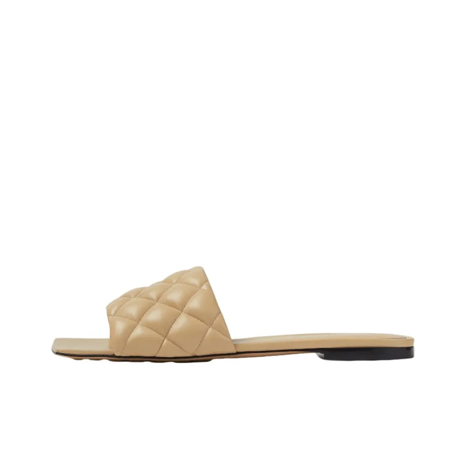 Bottega Veneta Leather Patchwork Quiet Slide Slippers Women's Sucrose