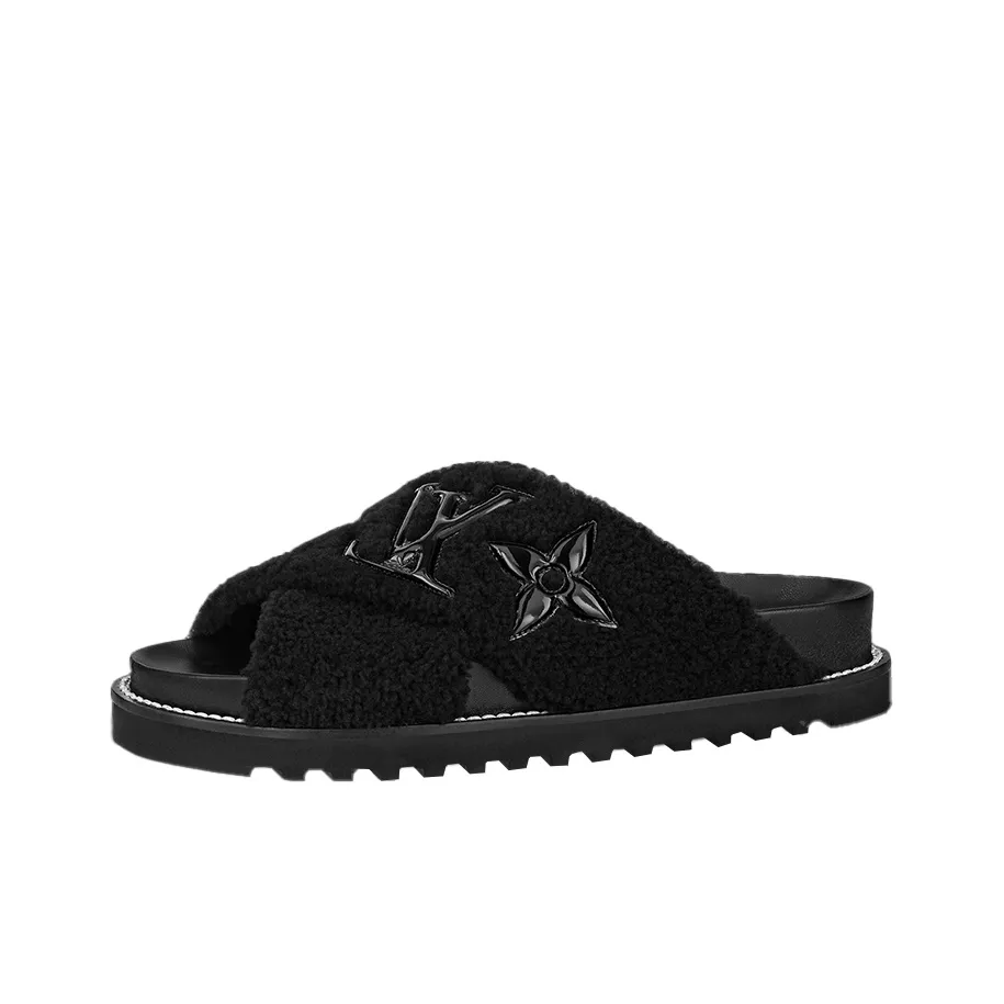 LOUIS VUITTON Paseo Comfort Slide Slippers Women's Black