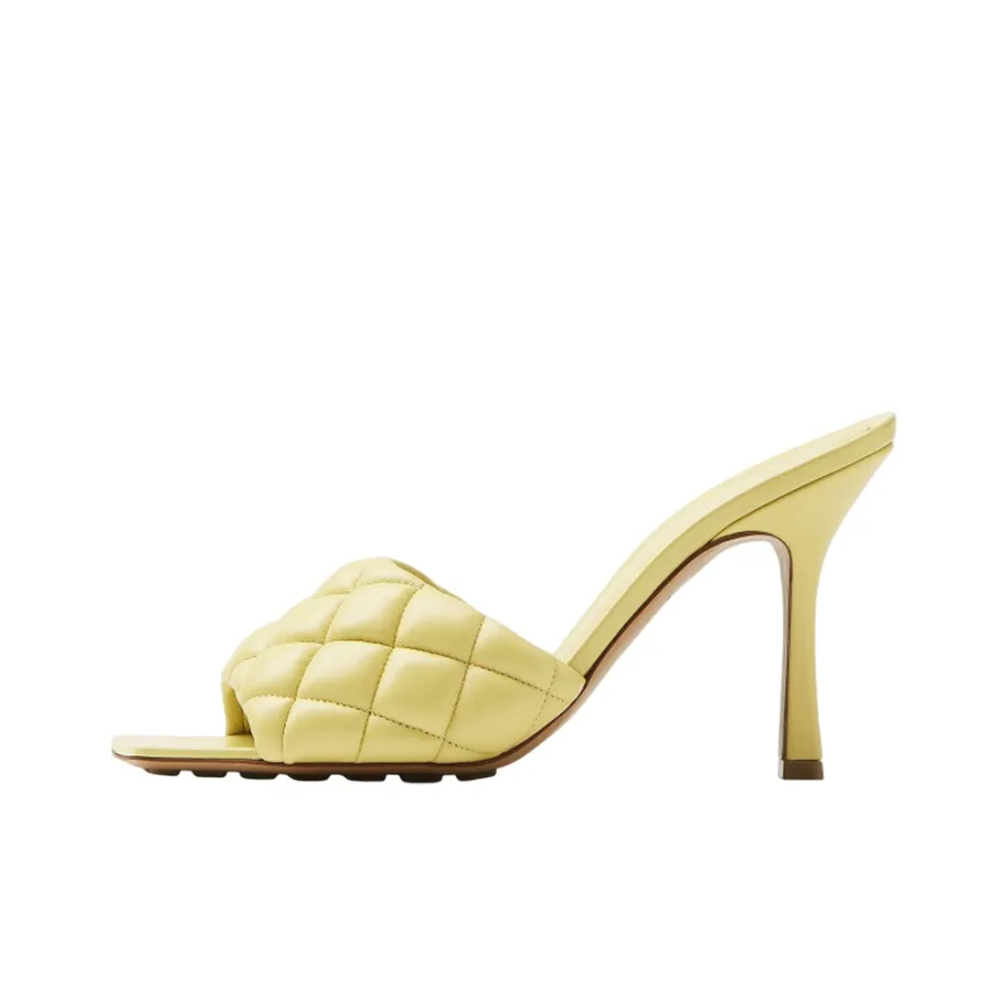 Bottega Veneta Leather Patchwork Quiet Slide Slippers Women's Lemon