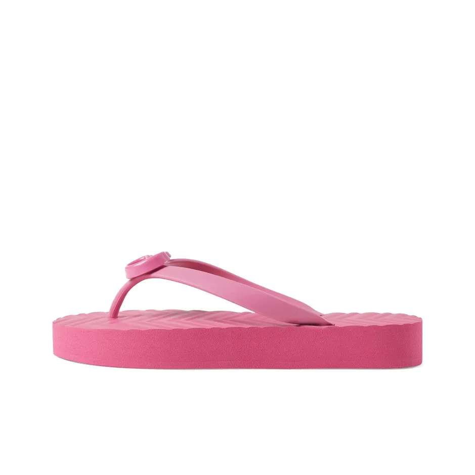 gucci Bamboo Chevron Thong Sandal Pink Rubber Women's