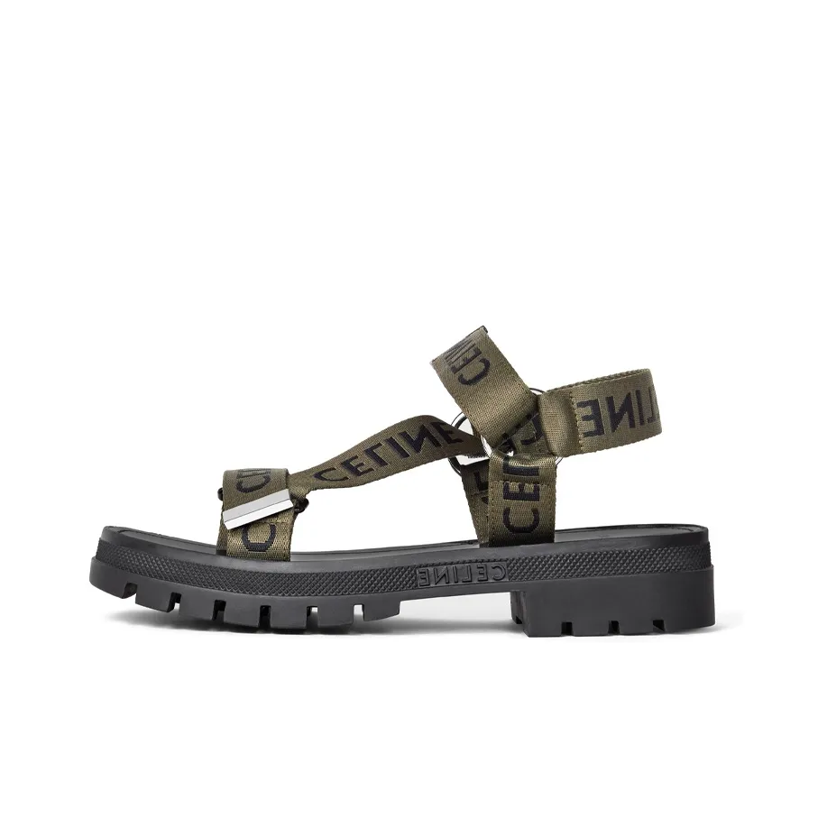 CELINE Leo Strappy Sandal Khaki Black