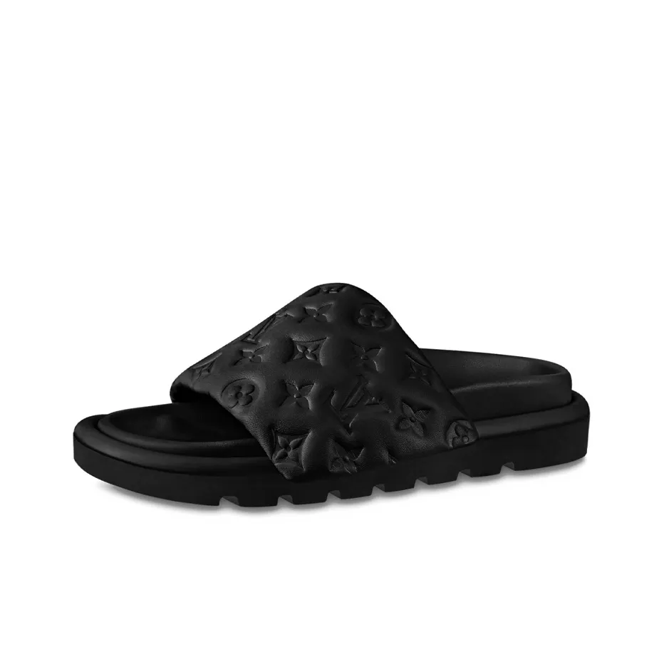 LOUIS VUITTON Pool Pillow Comfort Down Slippers Women's Black
