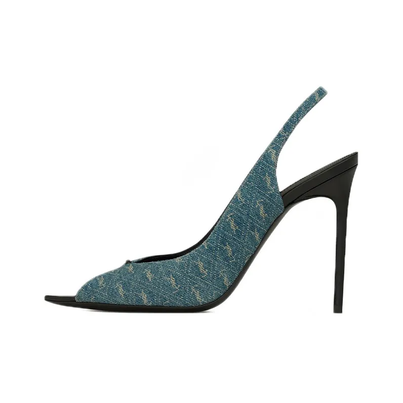 SAINT LAURENT Open Toe Slingback Heeled Sandals Women's