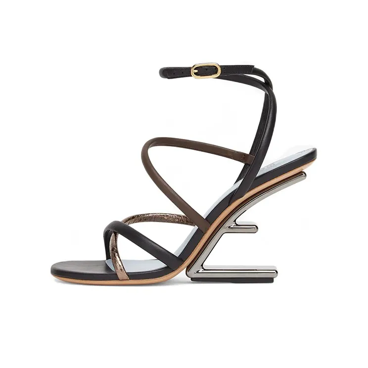 FENDI First One Strap Sandals Women's Brown Black