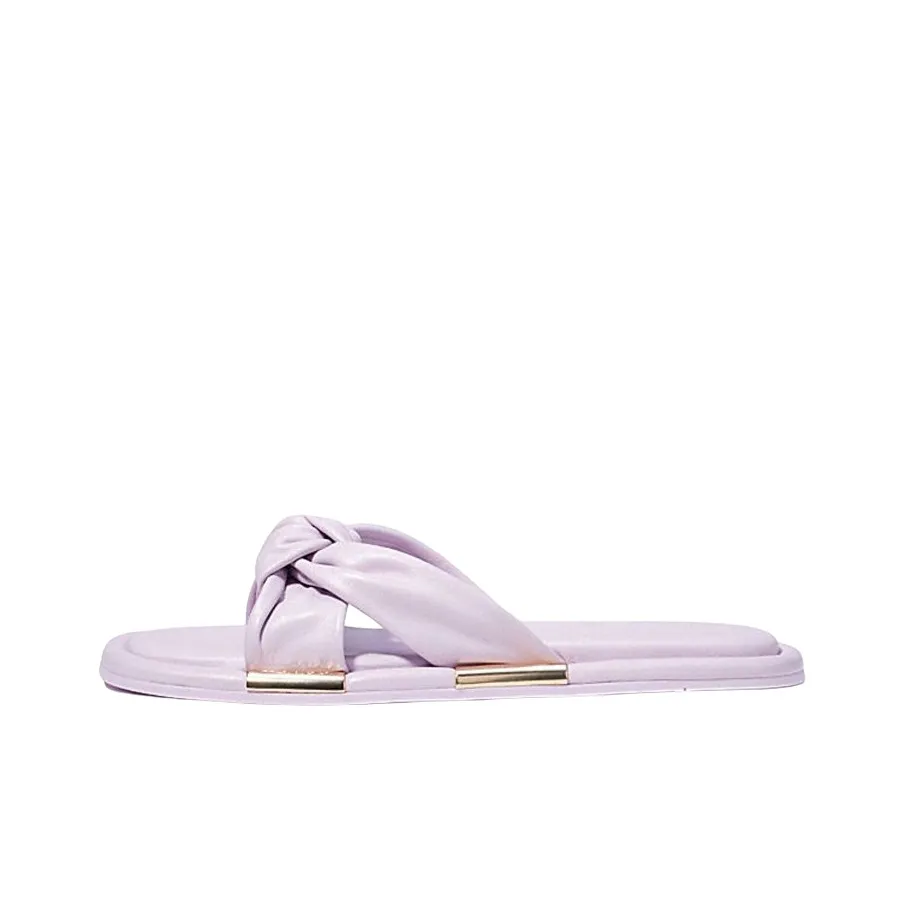 COACH Leather Patchwork Slip Resistant Slide Slippers Women's Purple