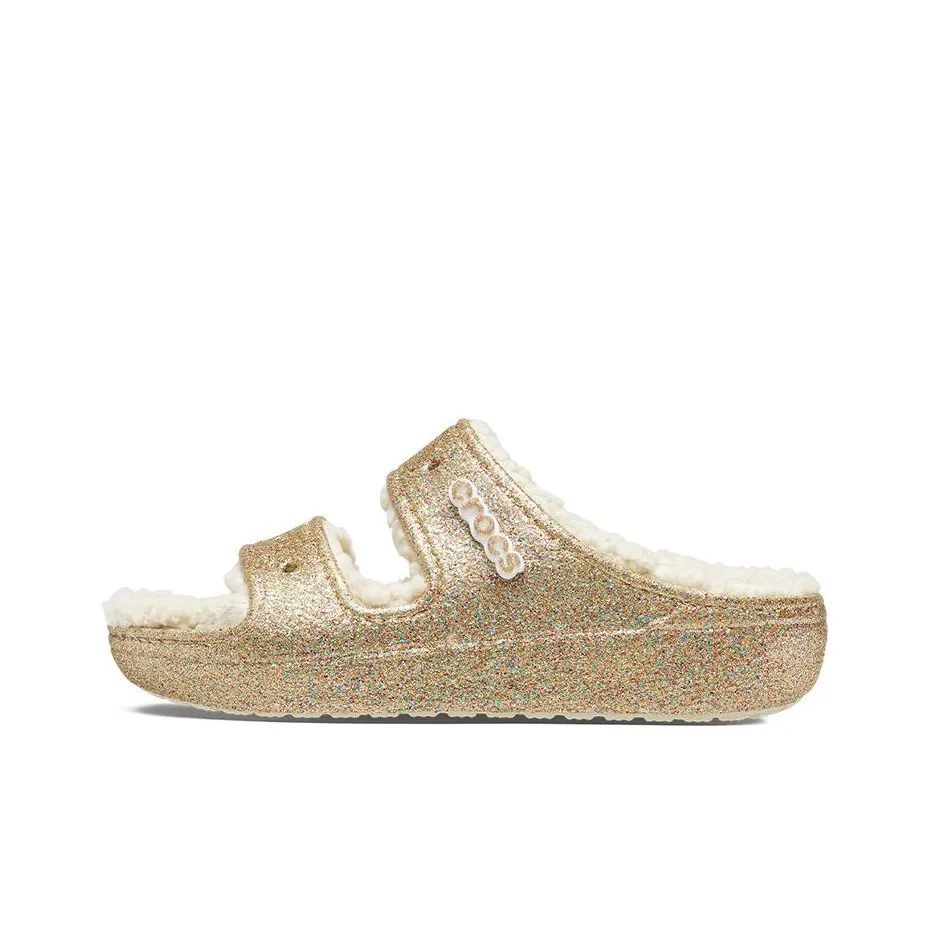 Crocs Classic Cozzzy Glitter Sandals 'Multi Gold' Women's