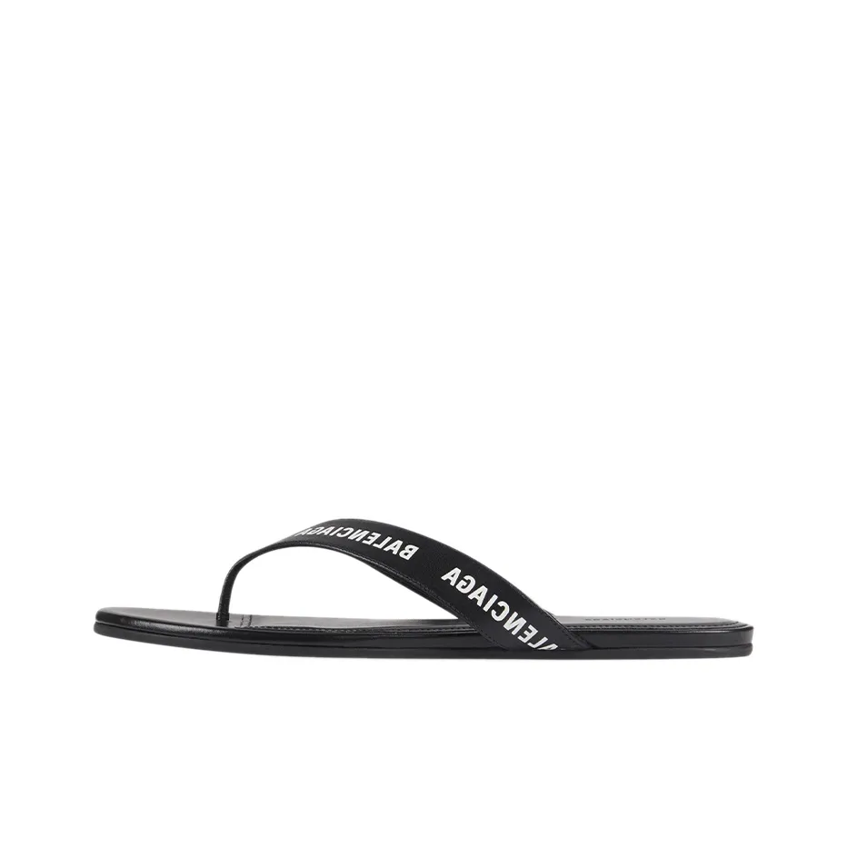 Balenciaga Round Printing Calfskin Sandals Black Women's
