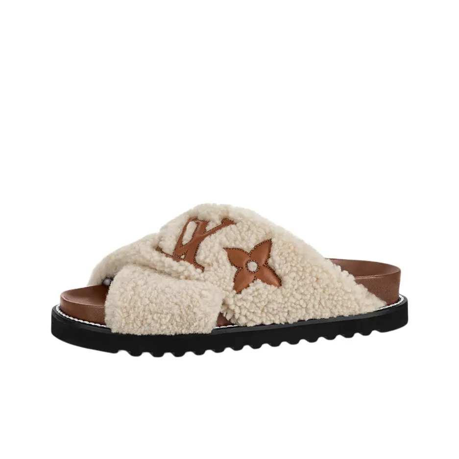 LOUIS VUITTON Paseo Comfort Slide Slippers Women's Beige