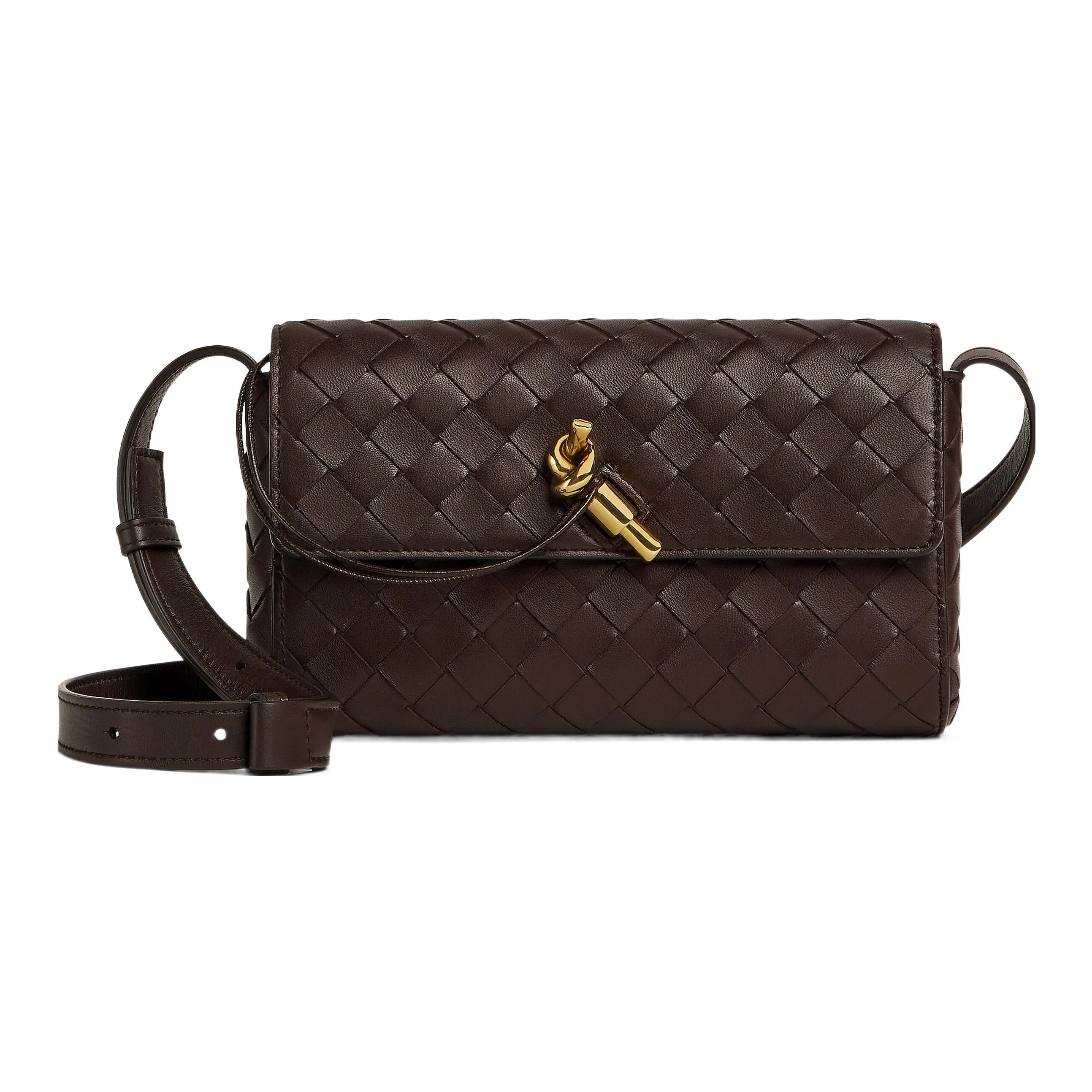 Bottega Veneta Lambskin Shoulder Bag, Crossbody Bag Mini Women's Dark Brown