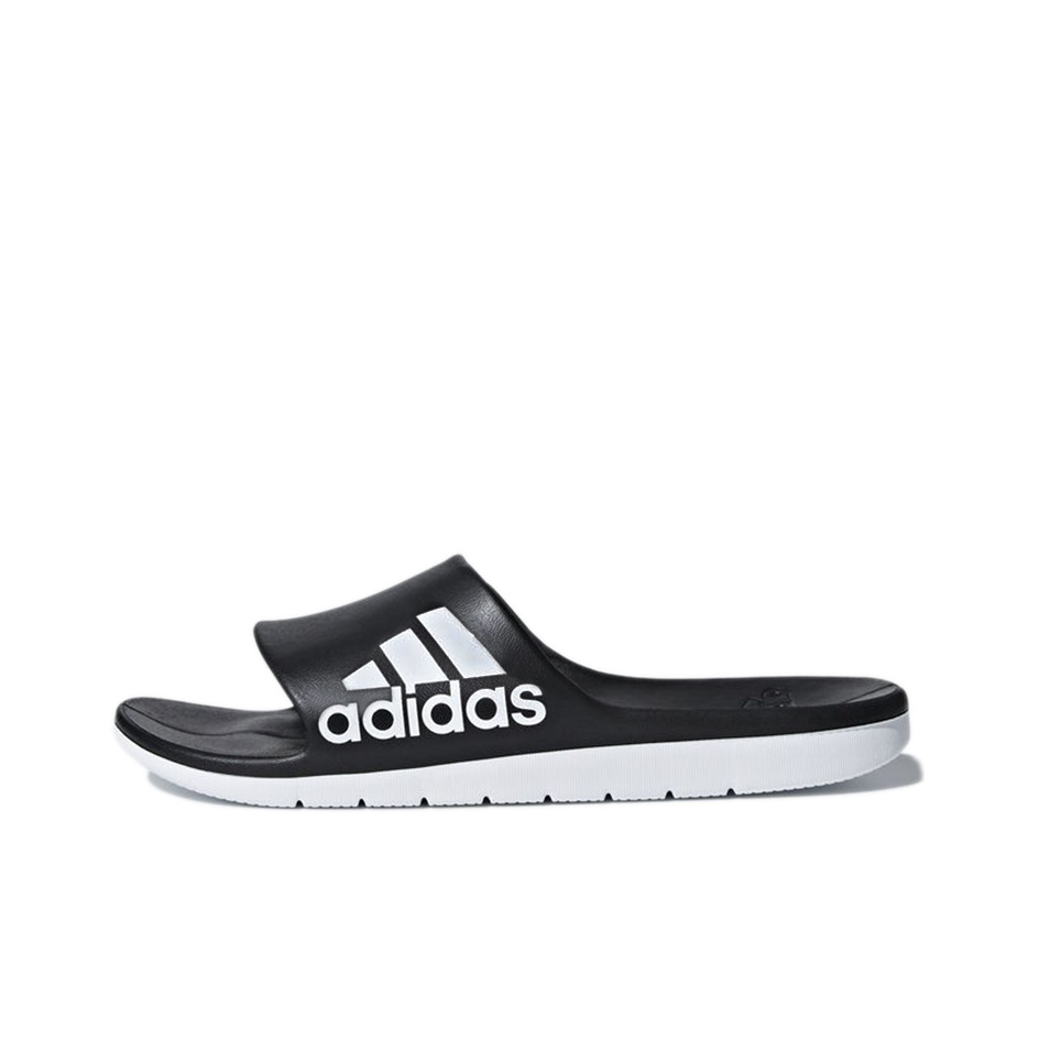 adidas cloudfoam slides black and white