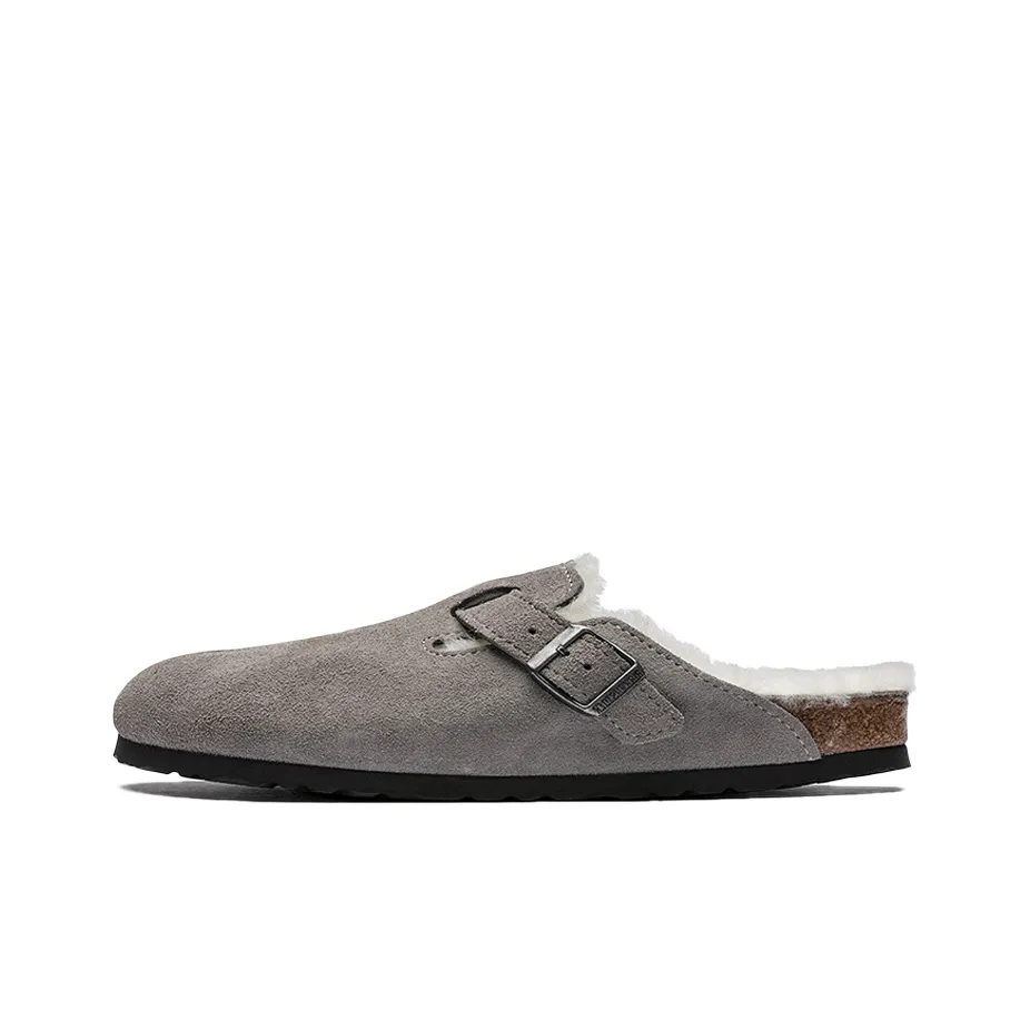 Boston Birkenstock Shearling Suede 'Stone Coin'