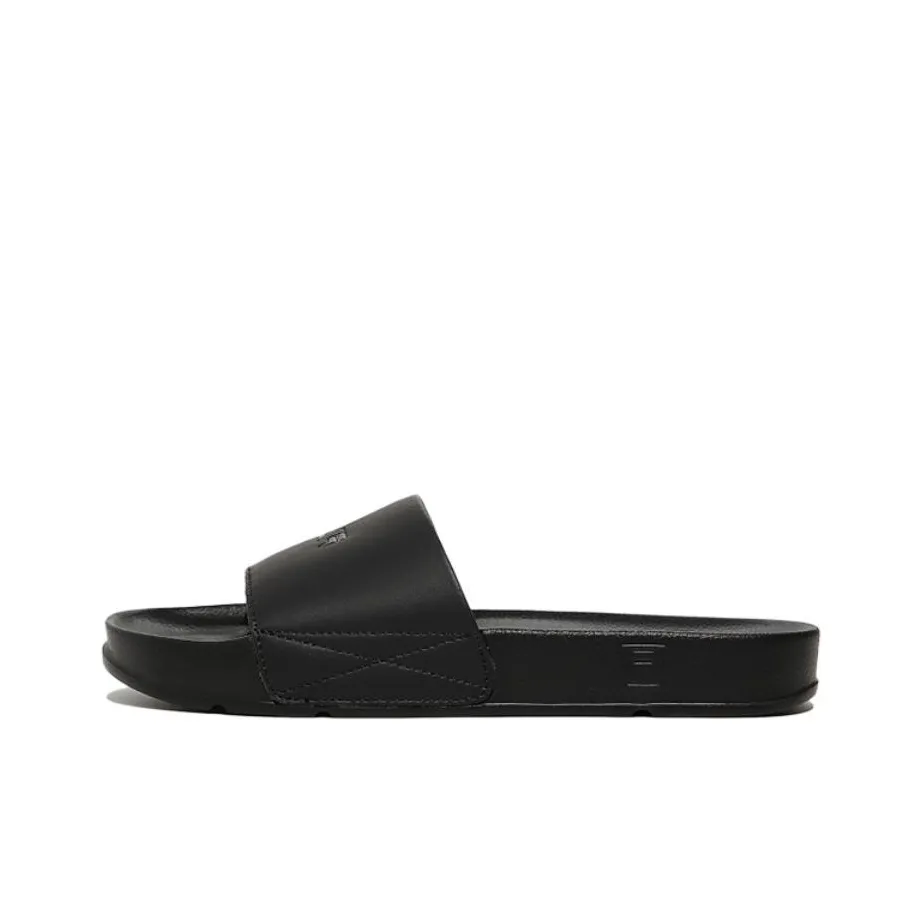 FILA Rubber Sole Slip Resistant Abrasion Resistant Slide Slippers Unisex Black Korean Style
