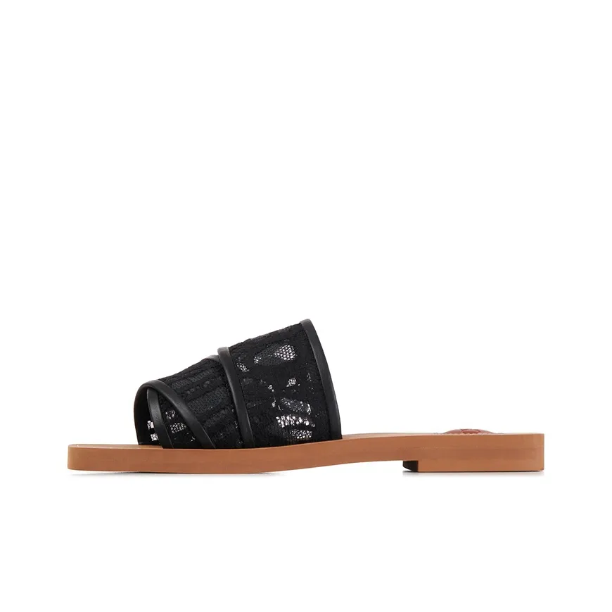 Chloe Woody Slide Slippers Women's Black