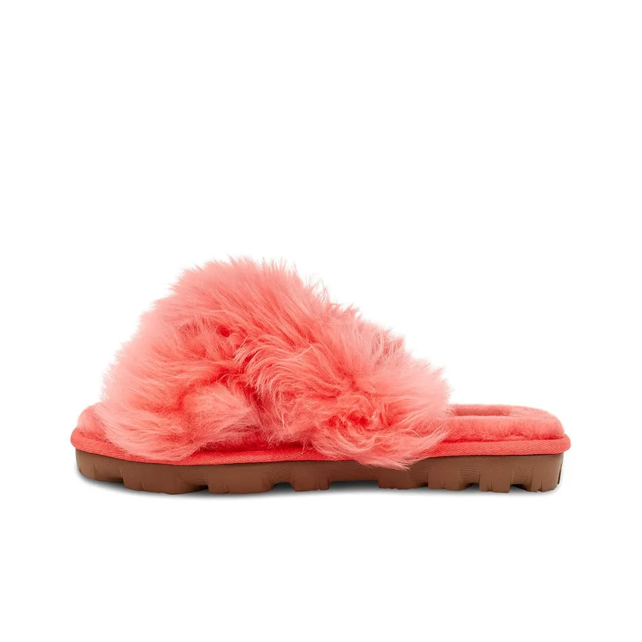 UGG Резина Slippers Женские Яркие Кораллово-Красные