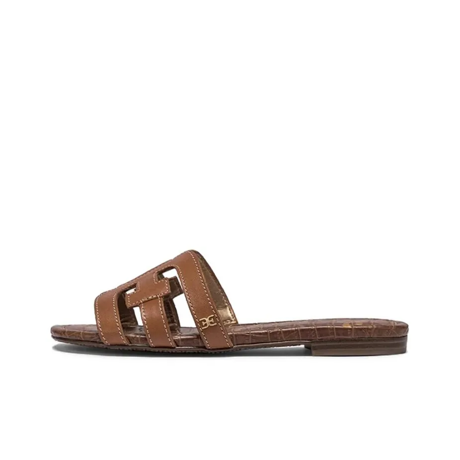SAM EDELMAN Rubber Sole Cut-Out Abrasion-Resistant Slide Slippers Women's Light Brown