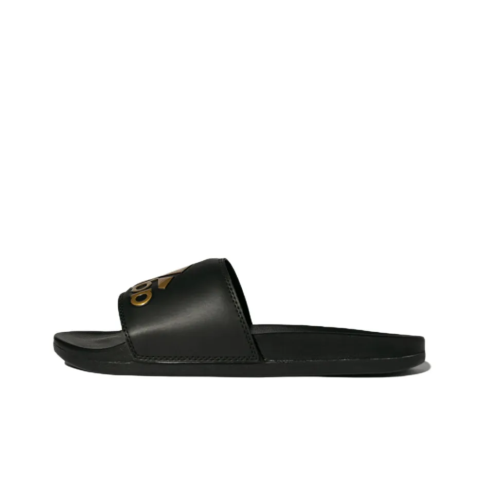 Adidas Adilette Comfort Slides Core Black Gold Metallic