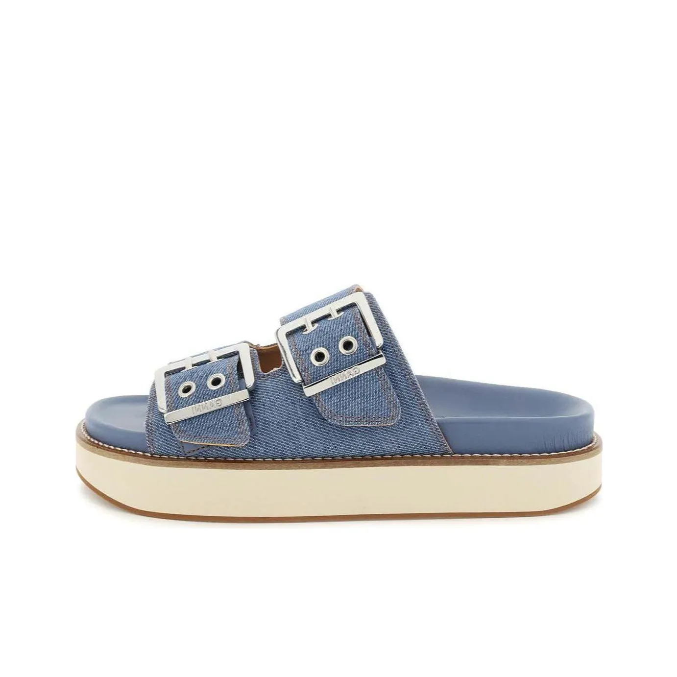 GANNI Buckle-fastening Denim Flat Sandals
