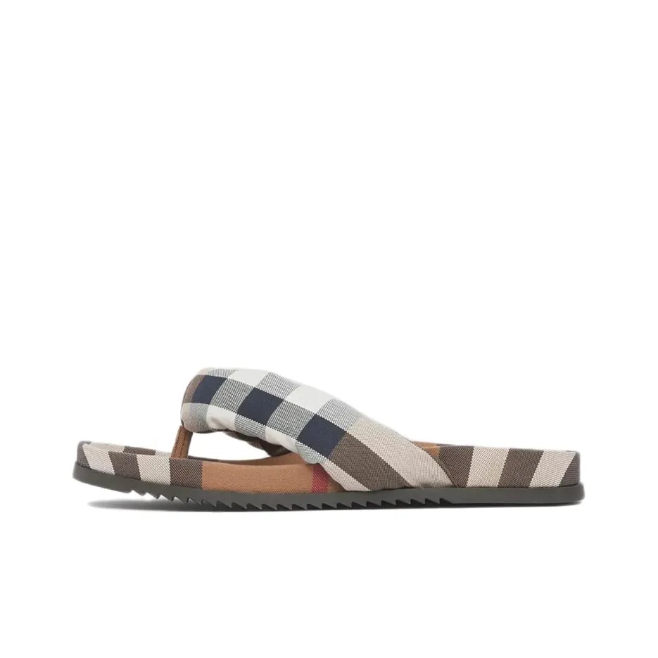 Burberry Check Print Thong Sandals Brown