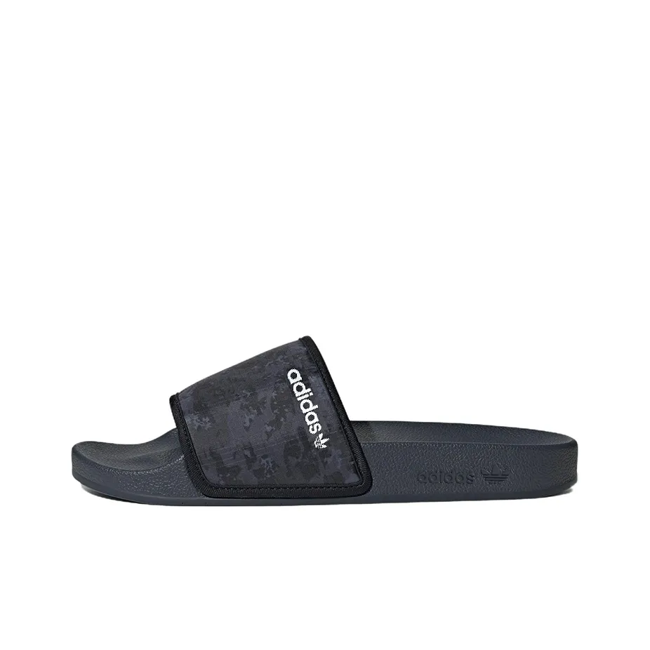 Adidas Originals Rubber Sole Slip Resistant Abrasion Resistant Slide Slippers Unisex Black