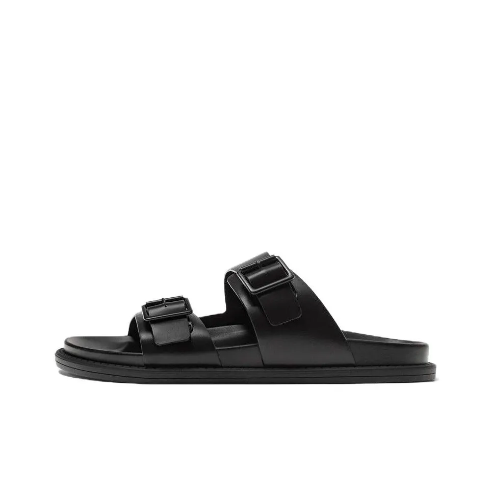 ZARA Rubber Sole Quiet Slide Slippers Men's Black