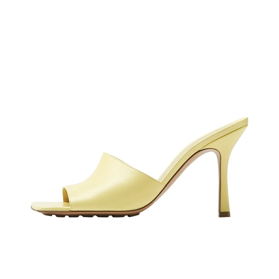 Bottega Veneta Stretch Leather Patchwork Abrasion Resistant Slide Slippers Women's Lemon