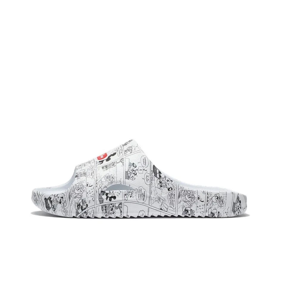 Disney x LiNing Disney Slip Resistant Abrasion Resistant Slide Slippers Men's White Black Comic