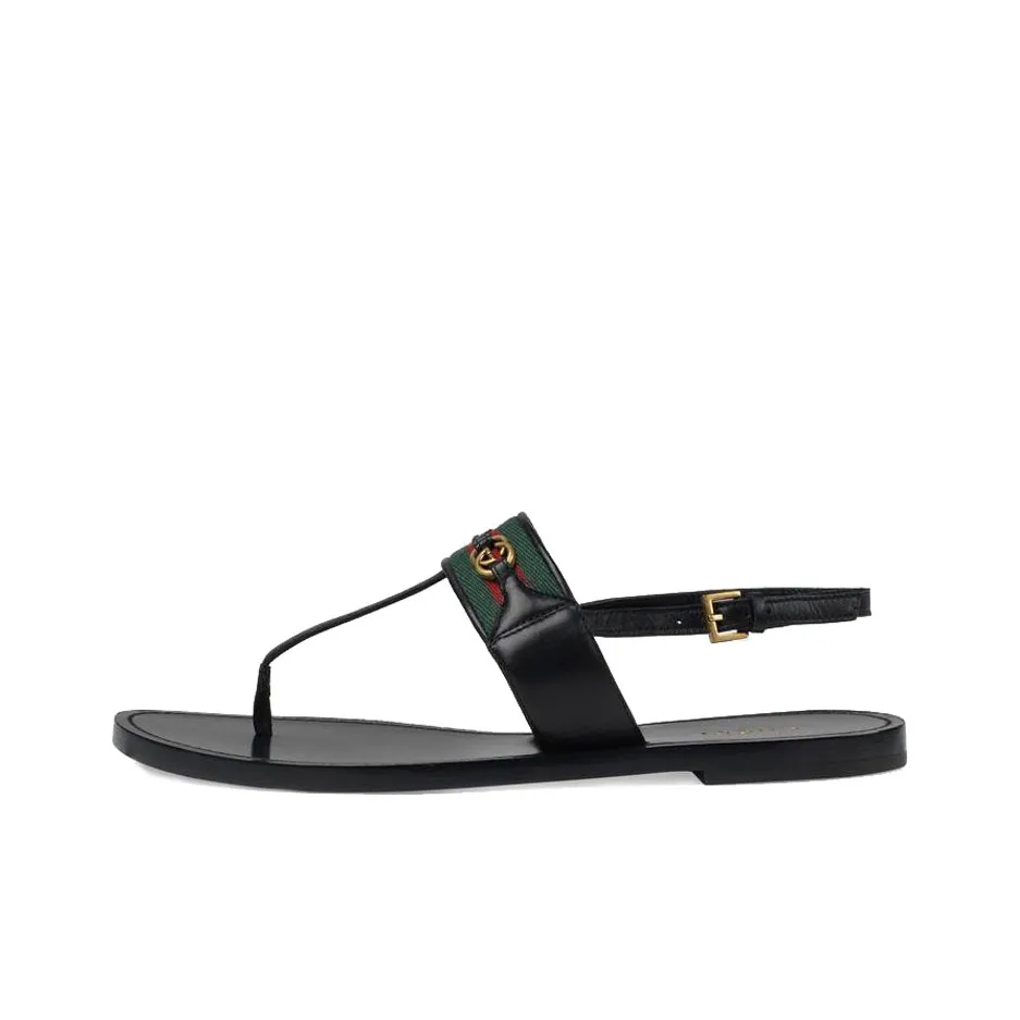 GUCCI Web Stripe T bar Flat Sandals